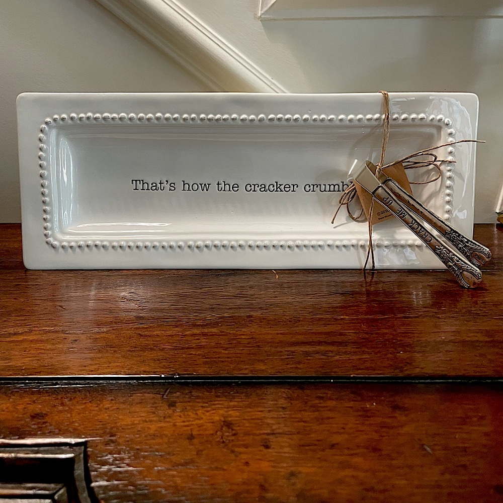 Mud Pie White Ceramic Serving Tray